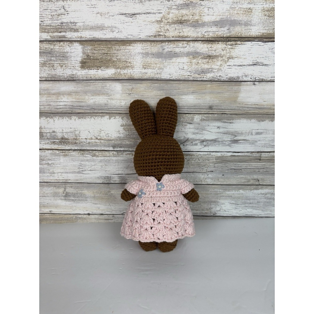 Just Dutch Nina-Melanie Brown Bunny In Pink Sweater Plush Soft Toy 10" - Picture 3 of 5